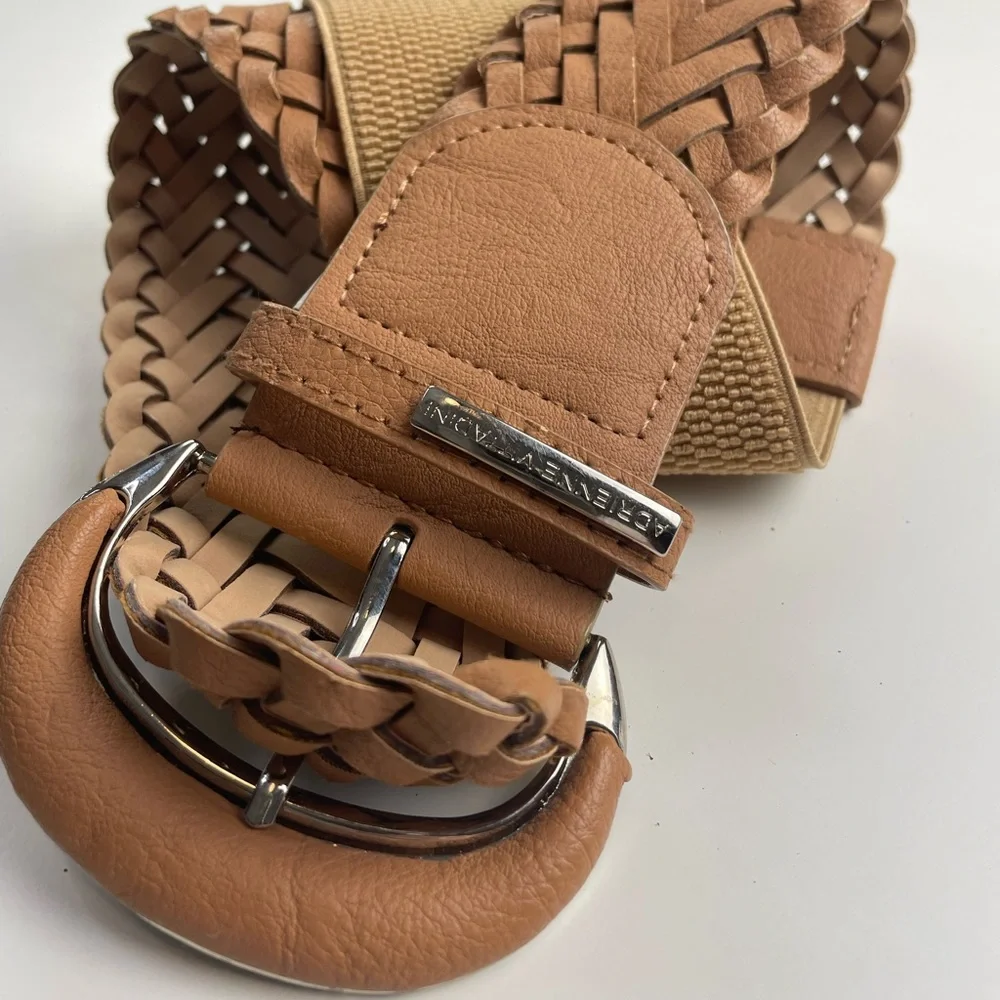 Adrienne Vittadini Braided Belt Featuring Elastic Back and Silver Tone Hardware - Picture 2 of 8